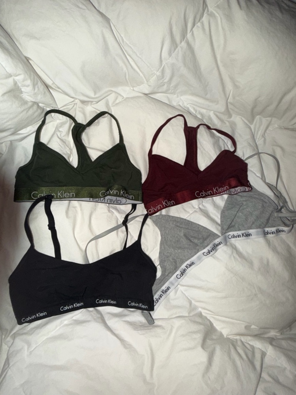 Calvin Klein Bralette Set in Black, Olive, Burgundy, Gray